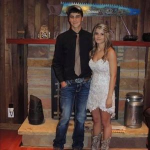 Sherri Hill Short White Lace Dress